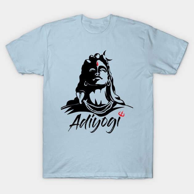 Adiyogi or Adhi Yogi Shiva Mahadev Aum Hindu T-Shirt by alltheprints